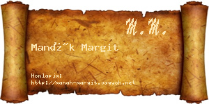 Manák Margit névjegykártya